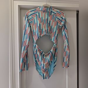 Colorful Striped Long Sleeve Swimsuit